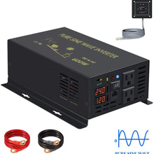WZRELB 3500W 24VDC 120VAC Pure Sine Wave Power Inverter, 2 AC Outlets, Wired Remote Control, RV (RBP-350024WR)