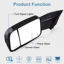 ECCPP Towing Mirrors Fit for Dodge Ram 1500 2500 3500 2009-2017 Tow Mirrors with Left Right Side Power Heated Puddle Light Lens with LED Light