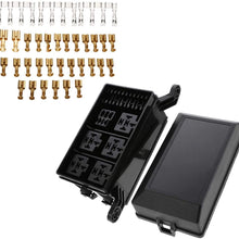 12-Slot Relay Box 6 Relays 6 Fuses Holder Block + Metallic Pins For Automotive Accessories