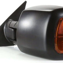 VIOJI 1 Pair Power Heated Manual Telescoping Side Amber LED Signal Light Black Housing Towing Mirrors Compatible with 07-18 Toyota Tundra