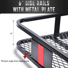 KING BIRD Upgraded Extra-Thick Steel Shank 550 lbs Capacity 60" x 24" x 6" Folding Cargo Carrier with Elastic Net and Packing Straps, Hitch Mount Luggage Basket Fits to 2-Inch Receiver