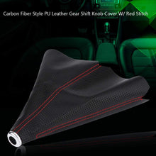 Qiilu Universal Car Manual PU Leather Gear Gaiter Shift Shifter Boot Replacement Red Stitch Gear Gaiter Boot Cover