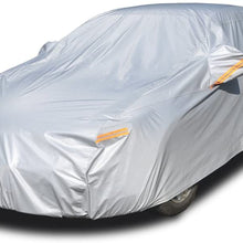 Kayme 6 Layers Car Cover Waterproof All Weather for Automobiles, Outdoor Full Cover Rain Sun UV Protection with Zipper Cotton, Universal Fit for Sedan (194"-208")