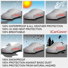 iCarCover {7-Year Full Warranty} All Weather Waterproof Snow Rain UV Sun Dust Protection Automobile Outdoor Coupe Sedan Hatchback Wagon Custom-Fit Full Body Auto Vehicle Car Cover - Cars Up to 185”