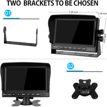 Dual Backup Camera with Monitor Kit System(12-24V) 7" HD Monitor Reversing +2 Rear View 170° Wide Angel Night Vision Waterproof,18 Infrared Lights Camera Fit for Trucks/RV/Van/Campers/Vehicles.
