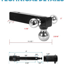 AC-DK Tow Hitch Set- 2" Trailer Hitch Receiver with Tow Hook and 1-7/8'' Hitch Ball 2'' Hitch Ball 2-5/16'' Hitch Ball 5/8'' Hitch Lock Pin with 3 Keys for Hithc Towing !