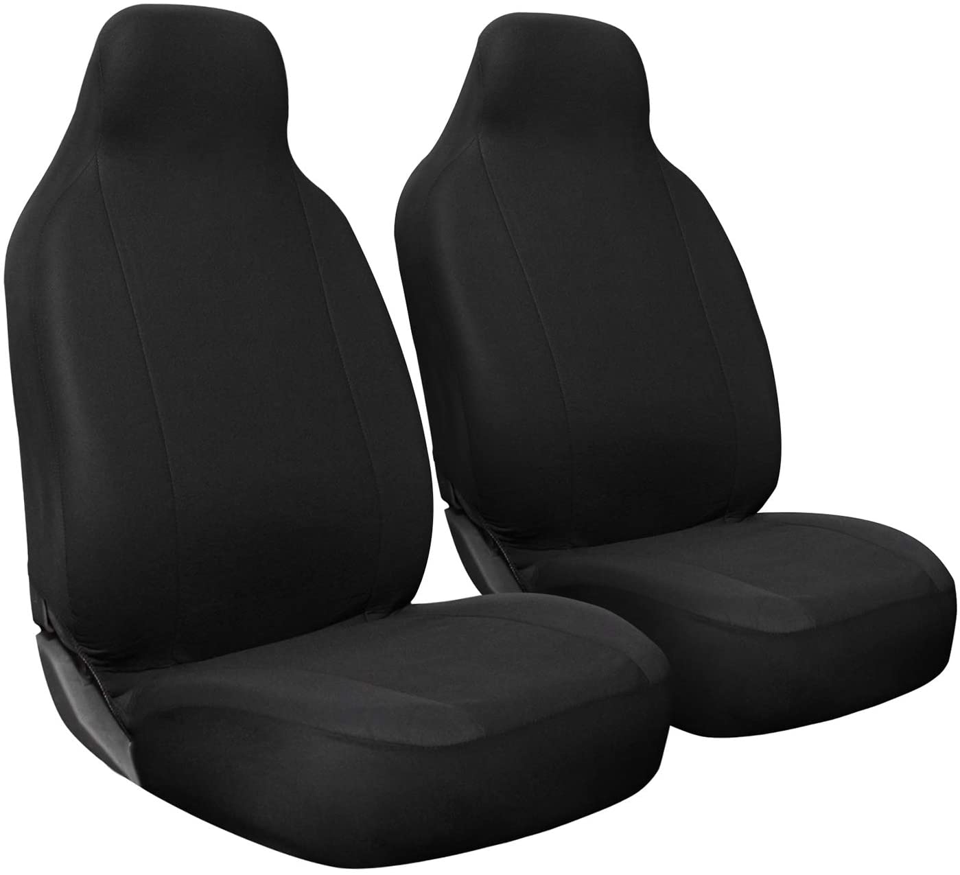 OxGord Car Seat Cover - Poly Cloth Solid Black with Front Low Bucket Seat - Universal Fit for Cars, Trucks, SUVs, Vans - 2 pc Set