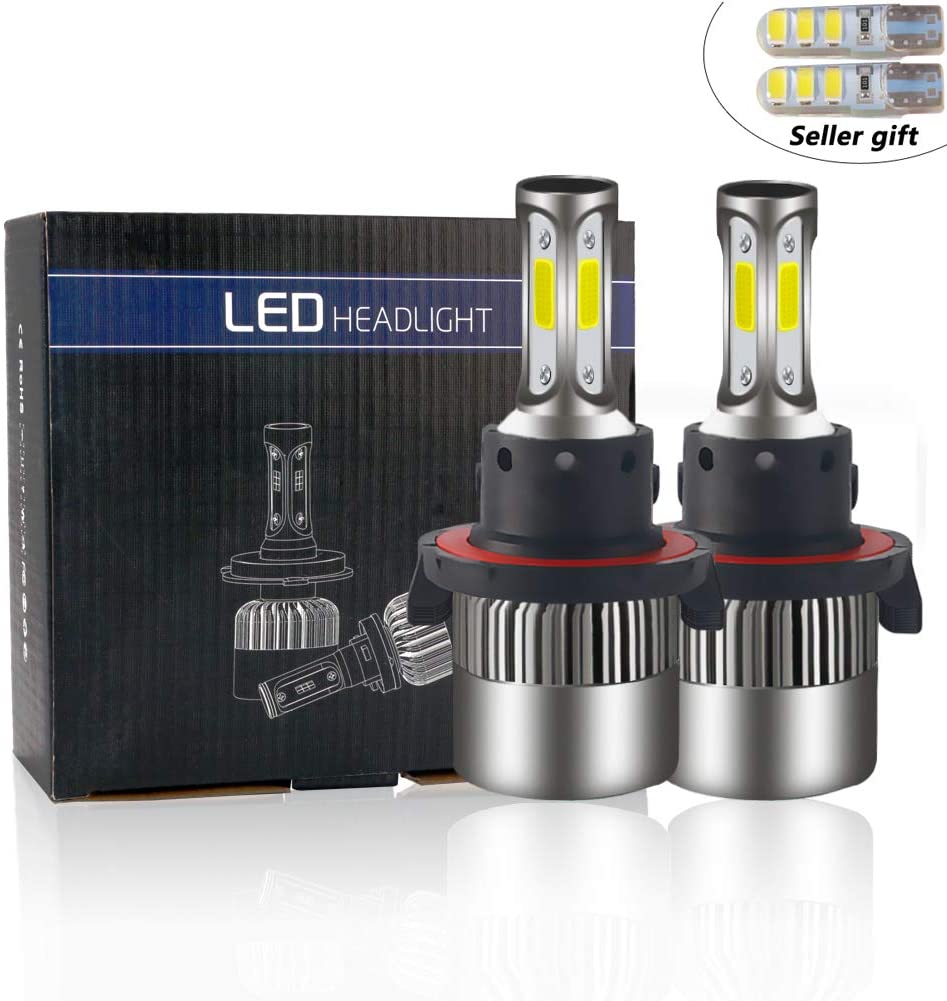 Car Headlight H13 9008 Hi/Lo LED COB CSP 12V 24V 60W 2PSC Car Headlight Bulb Cool White 6500K For Bright 7200LM-1Year Warranty (H13)