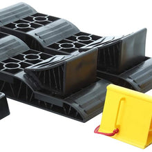 Homeon Wheels Large RV Leveling Blocks 2 Pack and Two Locking Chocks, Two Camper Leveling Blocks Wheel Chocks with Handle and Rope One Trailer Jack Wheel Dock One T Level with Carrying Bag Value Pack