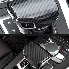 GTINTHEBOX Carbon Fiber Pattern ABS Gear Shift Knob Cover Sticker Trim Decoration For 2017-up Audi A4L A5 Q7 & 2018 Audi Q5L
