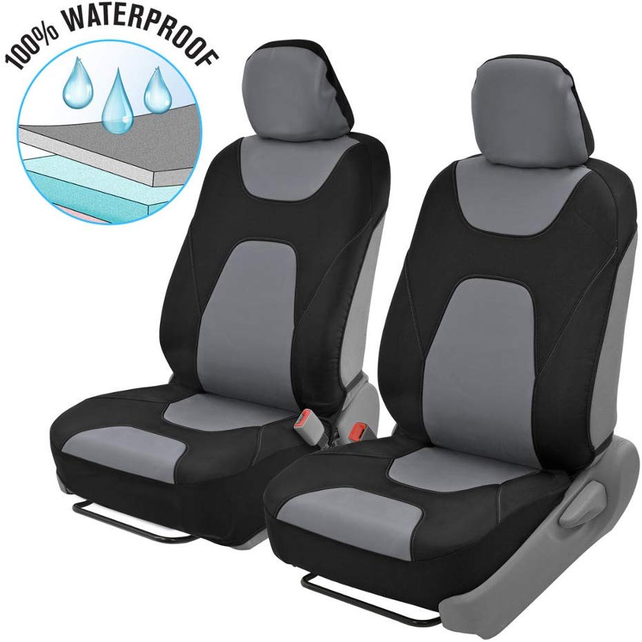 Motor Trend AquaShield Car Seat Covers, Front – 3 Layer Waterproof Neoprene Material with Modern Sideless Design, Universal Fit for Auto Truck Van SUV