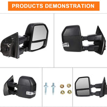 ROADFAR Towing Mirrors Compatible with 2017-2019 For Ford F250 F350 F450 Super Duty Tow Mirrors Power Heated Turn Signal Clearance Auxiliary Parallel Auxiliary Light Temperature Sensor Black Housing