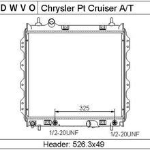 Complete Radiator Compatible with 2001-2010 Chrysler PT Cruiser 2.4L L4 4Cyl DWRD1013