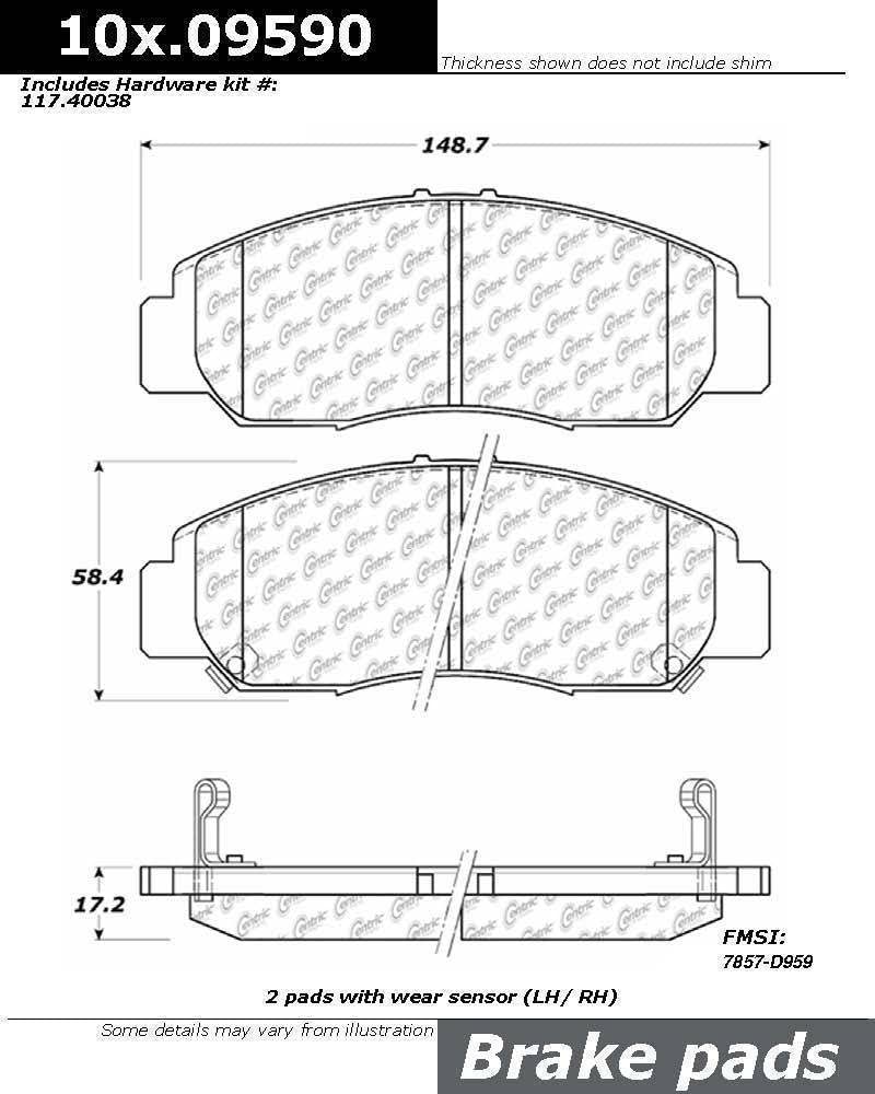 NEW CENTRIC 106.09590 Extended Wear Posi-Quiet Semi Metallic Standard Brake Pad