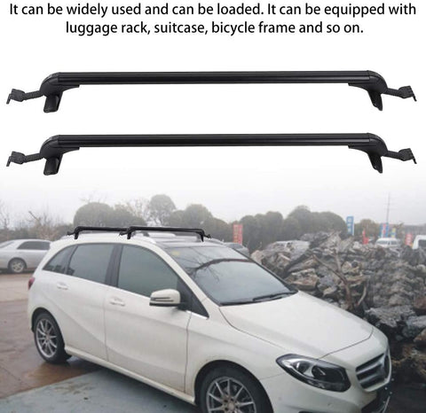 Qiilu Universal 2X Aluminum Car Top Luggage Roof Rack Cross Bars Carrier with 2 Keys