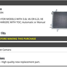 A/C Condenser - with Transmission Oil Cooler - Compatible with 2012-2015 Chevy Camaro 3.6L V6 or 6.2L V8 (without Supercharger) (Automatic or Manual Transmission)