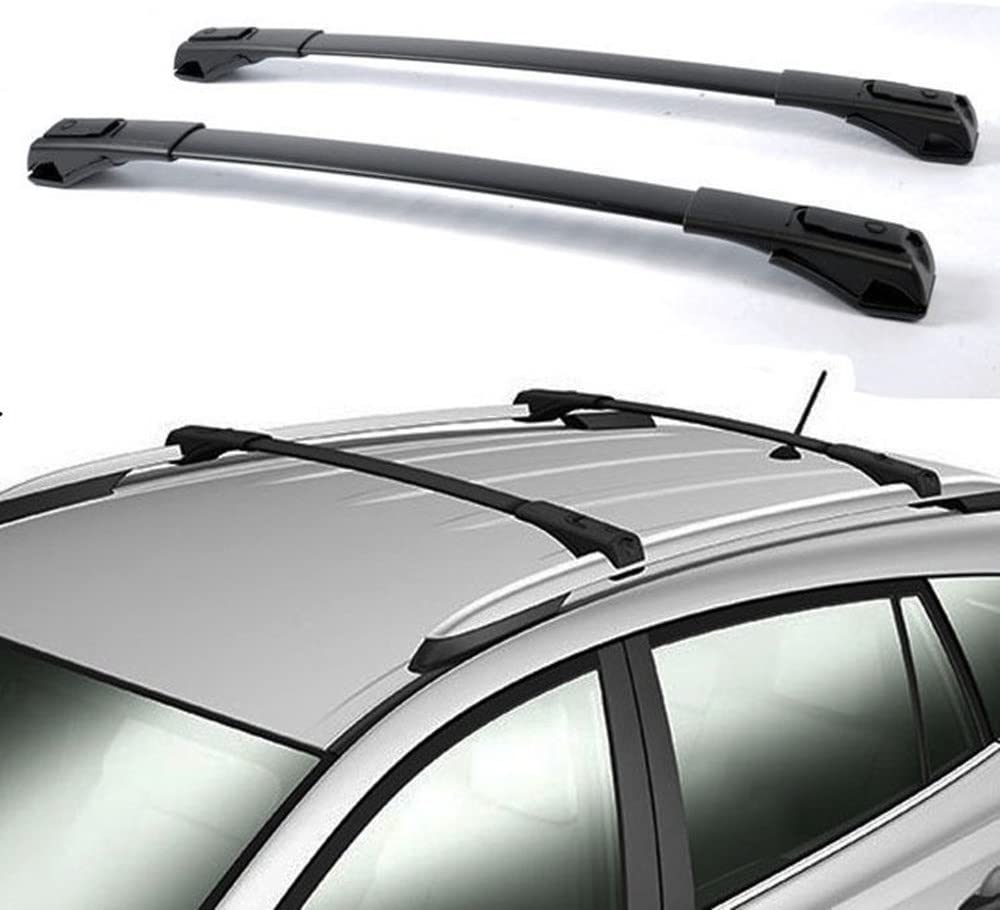 VIOJI 1 Pair Black Adjustable Aluminum Mount Onto the Rooftop Roof Rack Cross Bars Top Rail Carries Luggage Carrier with 30.87in. Front Bar+28.74in. Rear bar Compatible with 13-17 Toyota RAV4