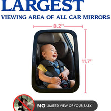 Joybell ONLY Safe Baby Car Mirror for Car Seat Rear Facing | Clamps to Sturdy Post | No Risky Straps | Extra Large| Adjustable to See Baby in Back Seat