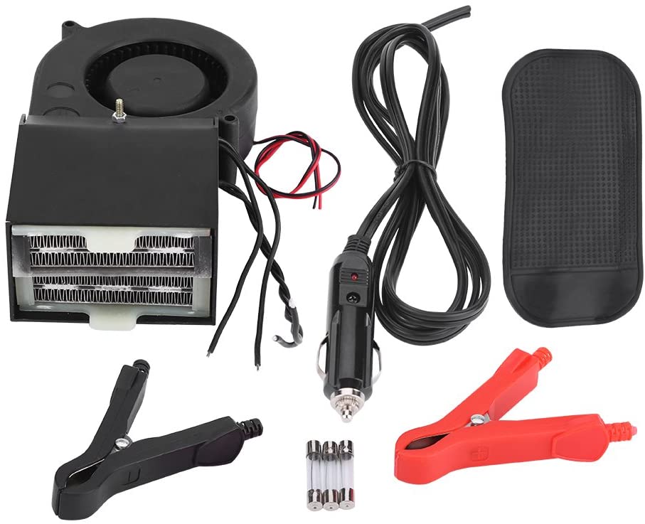 Keenso Portable Car Heater, Fast Heating Defroster Defogger 12V Auto Ceramic Heater Cooling Fan 2-Outlet