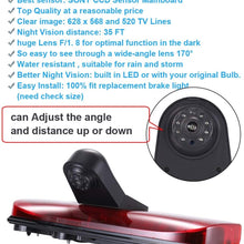 HD Third Roof Top Mount Brake Lamp Reverse Rear View Backup Camera Angle and Distance Adjustable IR Night Vision for F o r d Transit Connect Van MPV SUV Bus (Reversing Camera+7" Monitor)