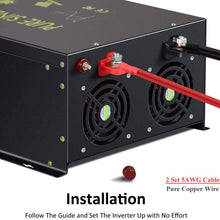 WZRELB 7000W 24V 120V Pure Sine Wave Power Inverter 4 AC Outlets Wired Remote Control,RV, Camping