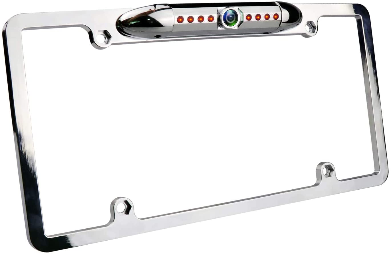 JPP Plating Process & Car License Plate Backup Camera, Front/Rear View Camera 170° Viewing Angle Universal Car, License Plate Frame Mount Rearview Camera, Waterproof 8 IR LED Night Vision