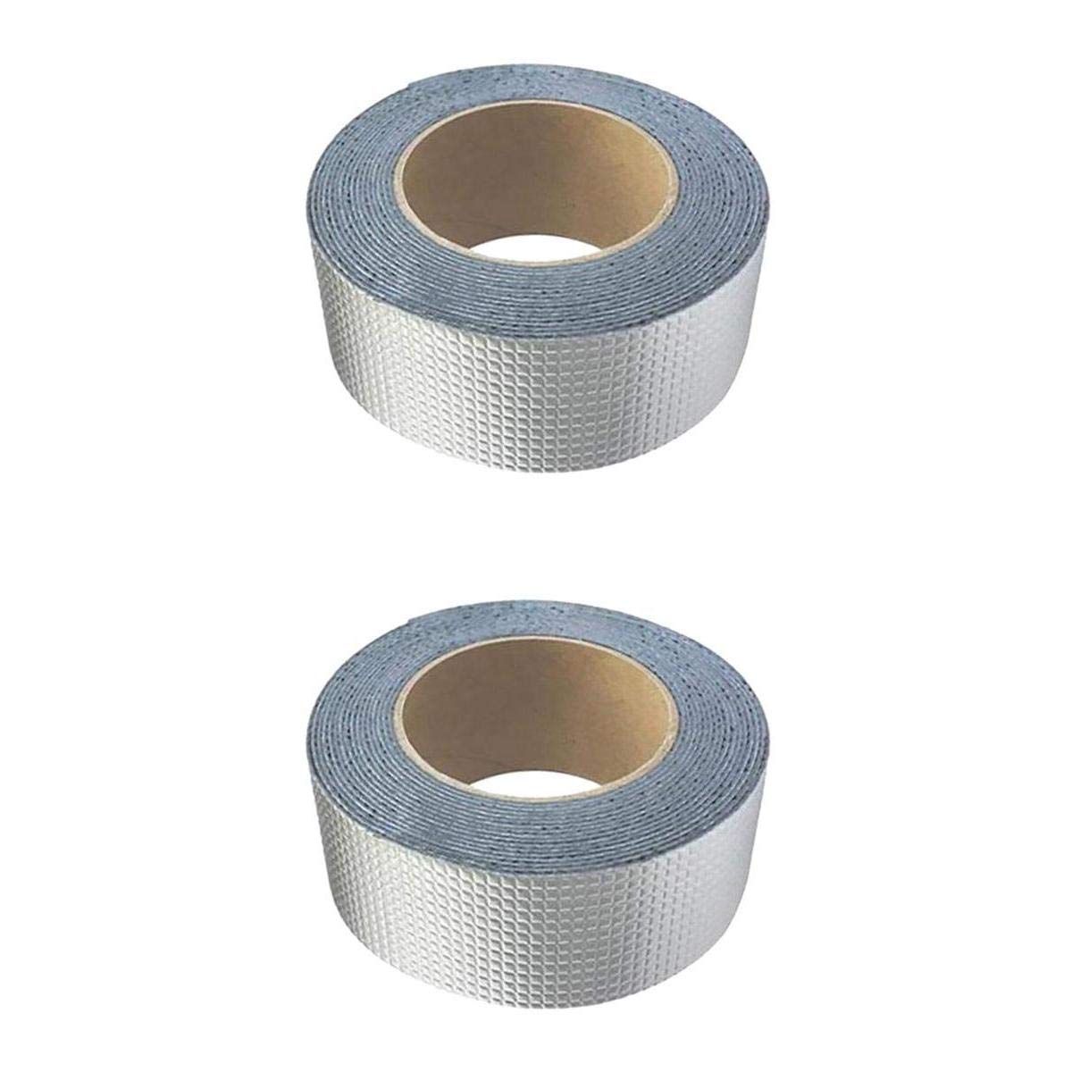 Bonarty 2 PCS Aluminum Foil Butyl Rubber Waterproof Tape for Seal Leaking Hoses, Pipes, Roof, Building, Surface Crack, RV Repair
