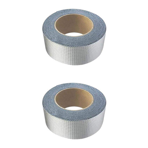Bonarty 2 PCS Aluminum Foil Butyl Rubber Waterproof Tape for Seal Leaking Hoses, Pipes, Roof, Building, Surface Crack, RV Repair