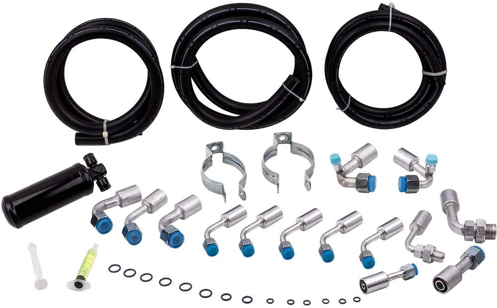 134a Air Conditioning Hose Kit O-Ring W/Drier AC Hoses Fitting Kits