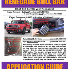 Daystar, Jeep Renegade Frame Mounted Bull Bar fits Sport Edition and Dawn Of Justice Models 2015 to 2017 2/4WD, KJ50006BK, Made in America