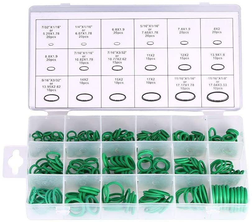 Yosoo 270Pcs 18 Sizes Assortment Kit Air Conditioning HNBR O-Ring Set Car Auto Vehicle Repair Green