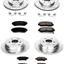 Power Stop K4044 Front & Rear Brake Kit with Drilled/Slotted Brake Rotors and Z23 Evolution Ceramic Brake Pads