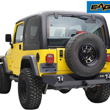 E-Autogrilles JTJRB004 EAG Rear Bumper With 2" Hitch Receiver & 2 D-ring Black Textured Off Road for 87-06 Jeep Wrangler TJ YJ
