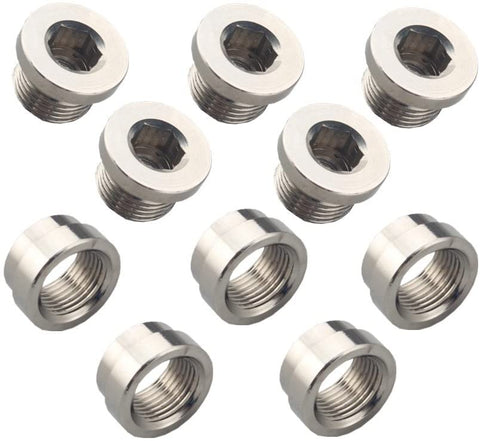 JGR O2 Oxygen Sensor Stepped Weld Bungs (5 Bungs/5 Plugs) M18 x 1.5