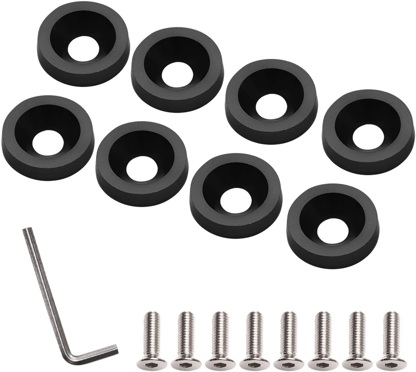Travay 8 Pcs M6 Bolt Screw Accessories Billet Aluminum Fender Washer Engine Bay Dress Up Kit and Lisence Plate Decor Bolts - Red