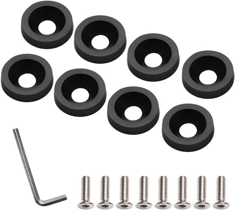 Travay 8 Pcs M6 Bolt Screw Accessories Billet Aluminum Fender Washer Engine Bay Dress Up Kit and Lisence Plate Decor Bolts - Red