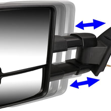 Pair Black Manual Telescoping Amber LED Turn Signal Lights Towing Mirrors Replacement for Silverado Sierra GMT900 07-14