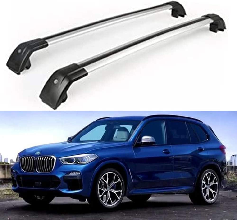 Chebay 2Pcs Fits for X5 G05 2019 2020 Crossbar Cross Bar Roof Rail Roof Rack Rail Rack Lockabel Baggage Luggage Carrier Adjustable - Silver