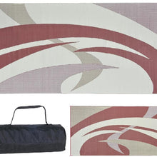 Reversible Mats Outdoor Patio / RV Camping Mat - Swirl (Burgundy/Brown, 9-Feet x 18-Feet)