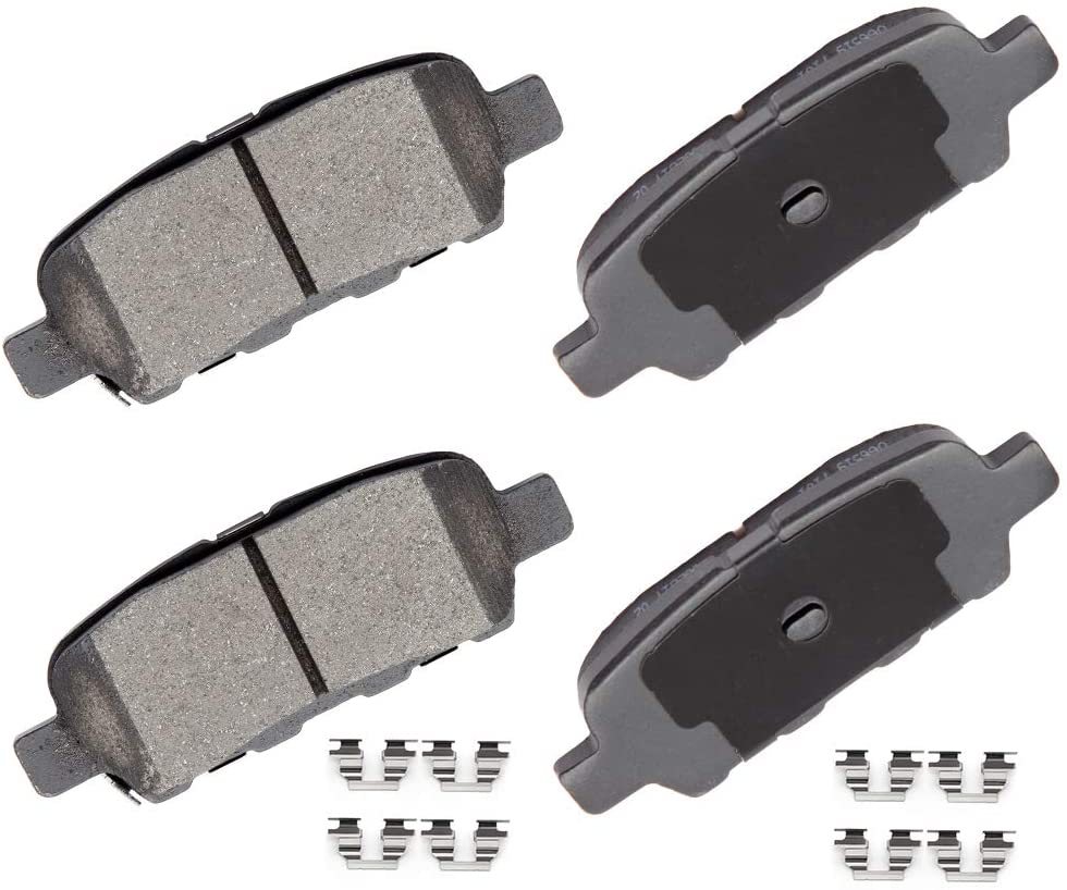 BRAKEUS Professional Ceramic Pads Fit for Infiniti,for Nissan 350Z 370Z Altima Juke Leaf Maxima Murano Pathfinder Quest Rogue, Suzuki Grand Vitara,Clip Hardware