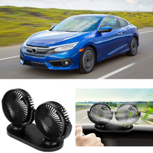 Qii lu USB Fan, USB Dual Head Car Fan Portable Air Conditioner Auto Cooler Ventilation 12V(all black)