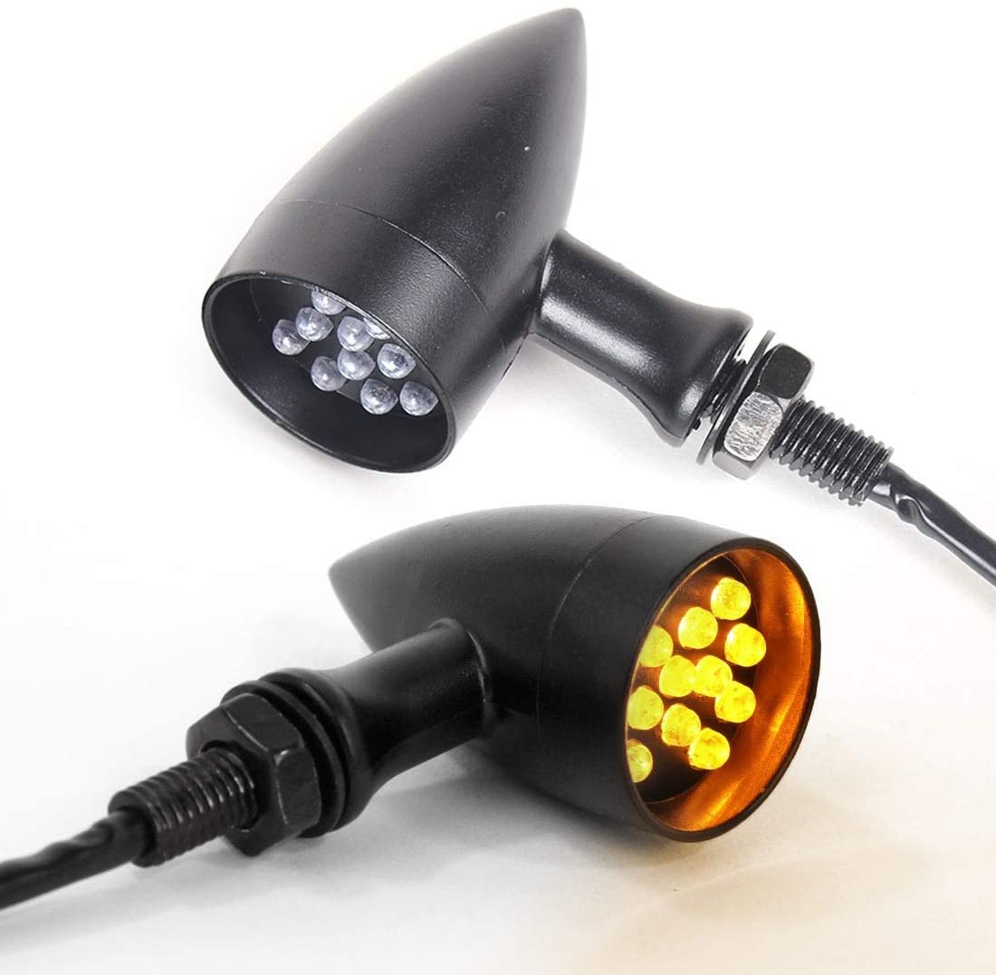 2pcs LED Turn Signal Lights Motorcycle Indicators Blinker Amber Light Universal 12V for Harley Honda Yamaha Suzuki (Turn Signal Lights C)
