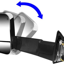Replacement for RAM 1500 2500 3500 Pair of Chrome Powered + Heated Smoked Signal Glass + Foldable Side Towing Mirrors
