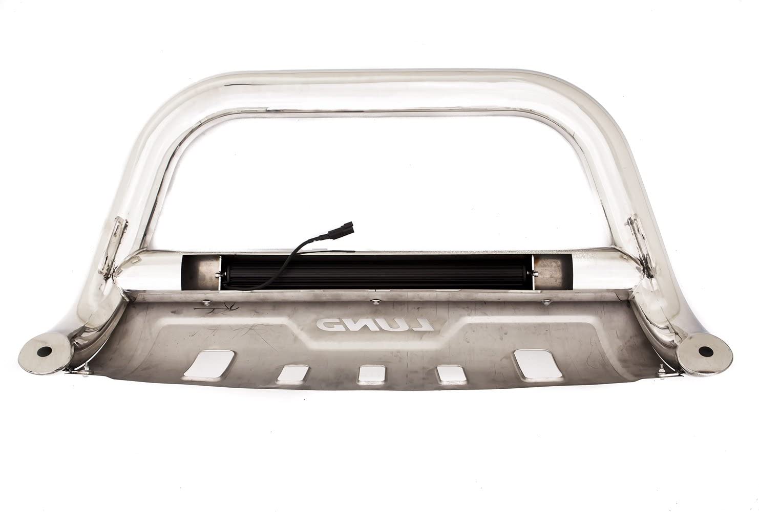 Lund 47021209 Bull Bar with Integrated LED Light Bar, Polished Stainless Steel for 2007-2019 Toyota Tundra; 2008-2019 Sequoia (Polished Stainless Steel Bull Bar with LED Light)
