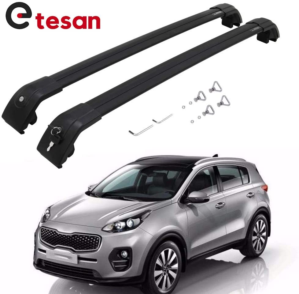 2 Pieces Cross Bars Fit for KIA KX5 2016 2017 2018 2019 2020 2021 Black Cargo Baggage Luggage Roof Rack Crossbars