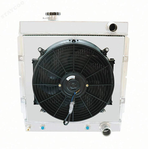 CoolingSky 3 Row Aluminum Radiator +Shroud w/14 Inches Fan for Ford Mustang Falcon Caliente Comet 1960-1966