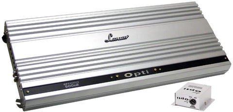 Lanzar Amplifier Car Audio, 2 Channel, 2,000 Watt, 2 Ohm, Bridgeable 4 Ohms, MOSFET, RCA Input, Low Pass Filter, High Pass Filter, Bass Boost, Amplifier for Car Speakers, Car Electronics (OPTI500X2)