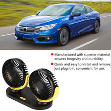Duokon USB Dual Head Car Fan Portable Air Conditioner Auto Cooler Ventilation 12V (Black)