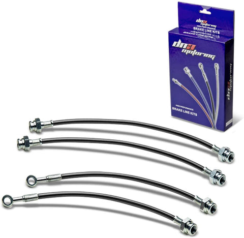 Replacement for BMW 5/6/7-Series Stainless Steel Hose Brake Line Set (Red)- E60/E63/E64