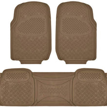 BDK MaxDuty Rubber Floor Mat for Car, SUV,Van & Truck - Super Heavy Duty Rubber , Trim to Fit & 3 Piece (Tan)